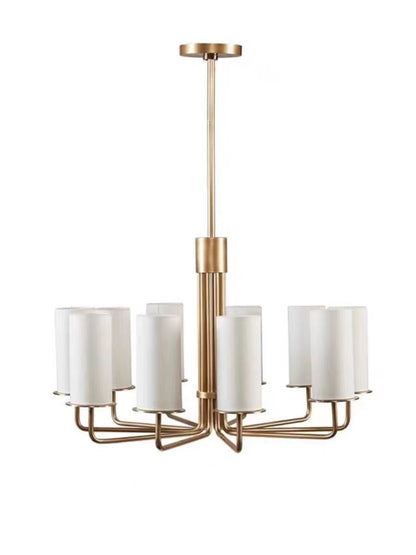 Modern Style Minimalism White Shades Chandelier/Wall Light in Brass-Nobipets