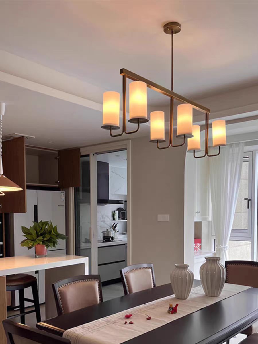 Modern Style Minimalism White Shades Chandelier/Wall Light in Brass-Nobipets