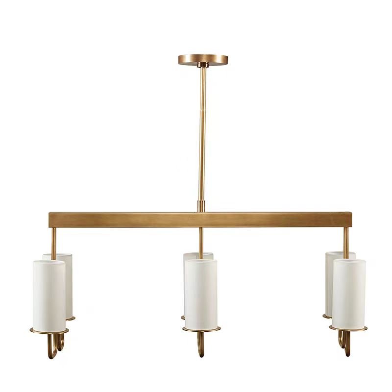 Modern Style Minimalism White Shades Chandelier/Wall Light in Brass-Nobipets