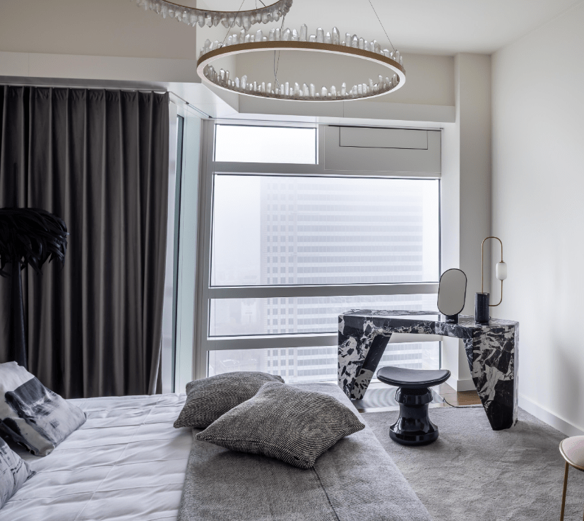 Modern Style Rings Brass & Natural Quartz Crystal Chandelier in Brass/Black Finish-Nobipets