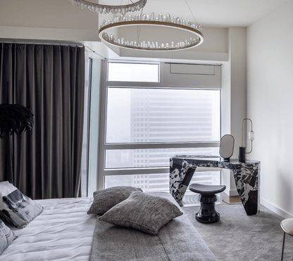 Modern Style Rings Brass & Natural Quartz Crystal Chandelier in Brass/Black Finish-Nobipets