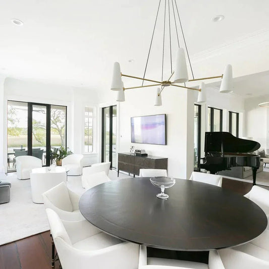 Modern Style Round Cone Glass Chandelier for Bedroom/Living Room/Dining Room-Nobipets