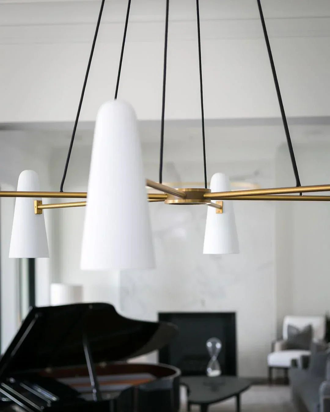 Modern Style Round Cone Glass Chandelier for Bedroom/Living Room/Dining Room-Nobipets