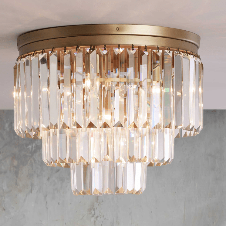 Modern Tiered Flush Mount Crystal Chandelier-Nobipets