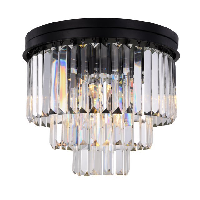 Modern Tiered Flush Mount Crystal Chandelier-Nobipets