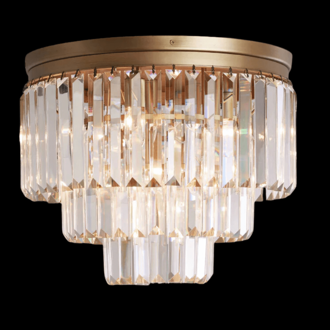 Modern Tiered Flush Mount Crystal Chandelier-Nobipets