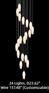 Modern White Ceramic Elegant Tulip Flower Chandelier For Foyer/Staircase-Nobipets