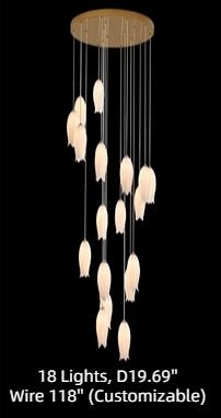 Modern White Ceramic Elegant Tulip Flower Chandelier For Foyer/Staircase-Nobipets
