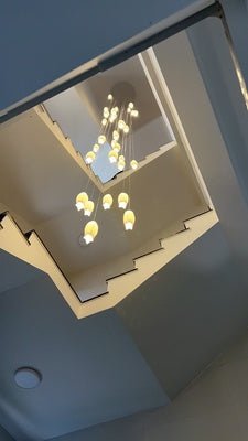 Modern White Ceramic Elegant Tulip Flower Chandelier For Foyer/Staircase-Nobipets