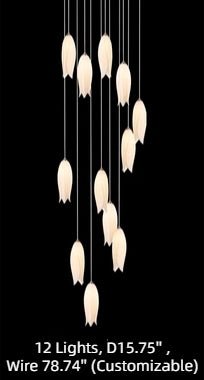 Modern White Ceramic Elegant Tulip Flower Chandelier For Foyer/Staircase-Nobipets