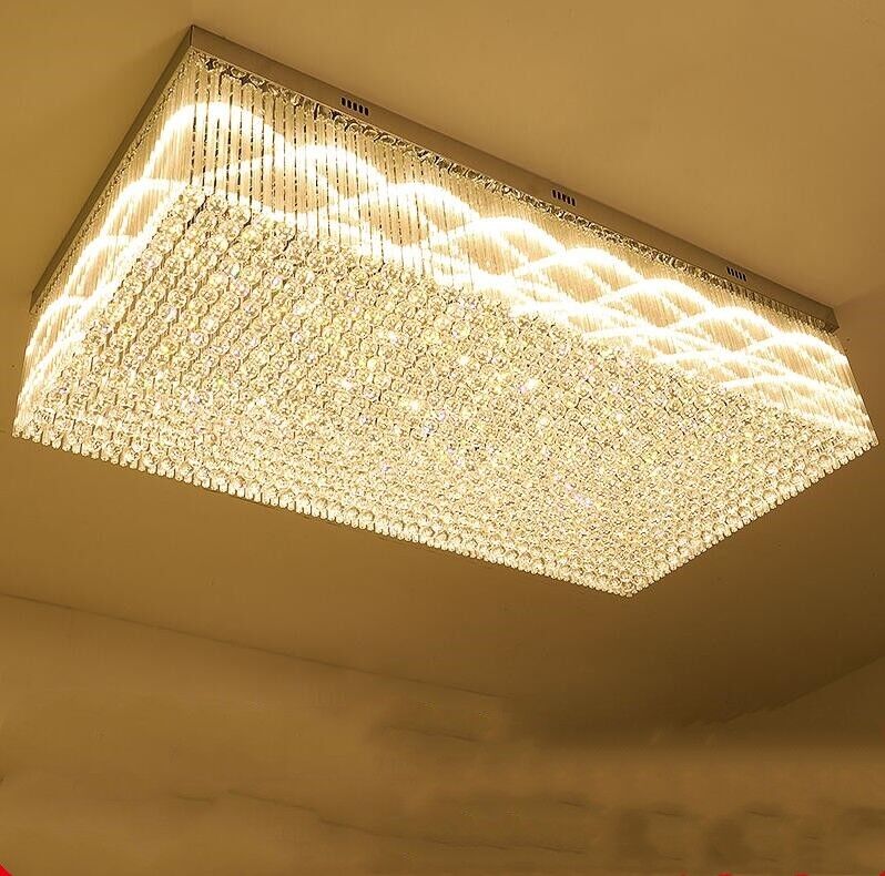 Modern&Luxury Extra Flush Mount Rectangle Crystal Chandelier-Nobipets