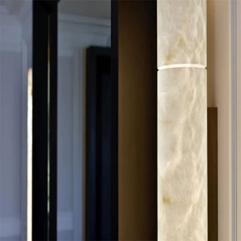Momo Alabaster Round Tube Wall Sconce
