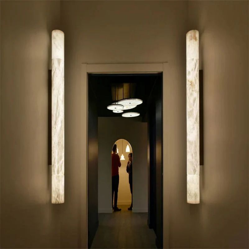 Momo Alabaster Round Tube Wall Sconce