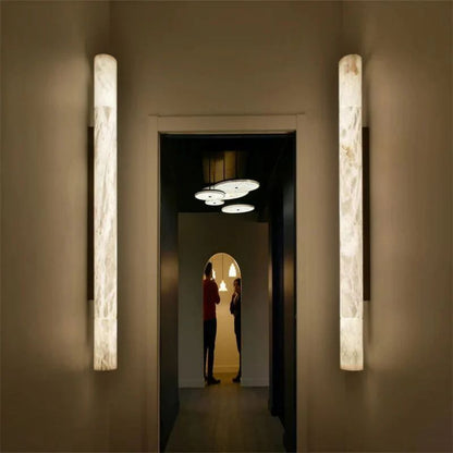 Momo Alabaster Round Tube Wall Sconce