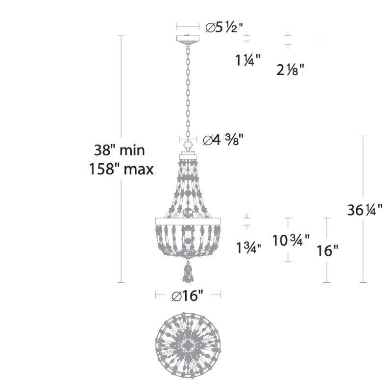 MOMO Crystal Chandelier S2816 Bali 16" LED Pendant