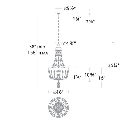 MOMO Crystal Chandelier S2816 Bali 16" LED Pendant