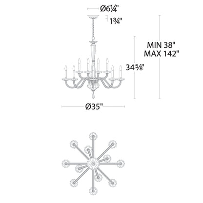MOMO Crystal Chandelier S9235 Habsburg 12-lt 35" Chandelier