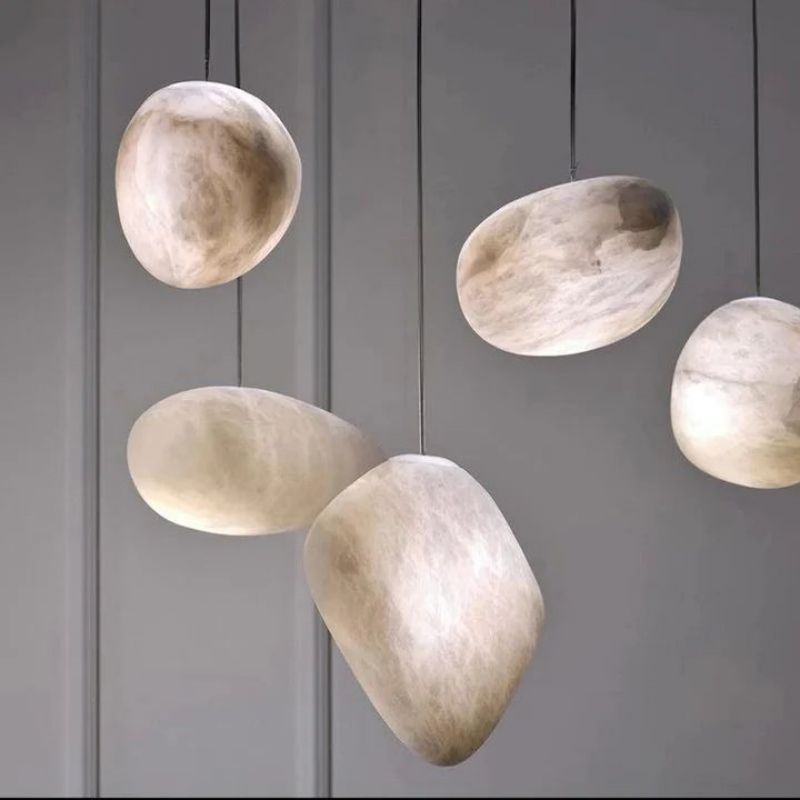 Moni Handcrafted Alabaster Pendant Light, Natural Stone Pendant