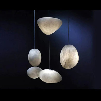 Moni Handcrafted Alabaster Pendant Light, Natural Stone Pendant