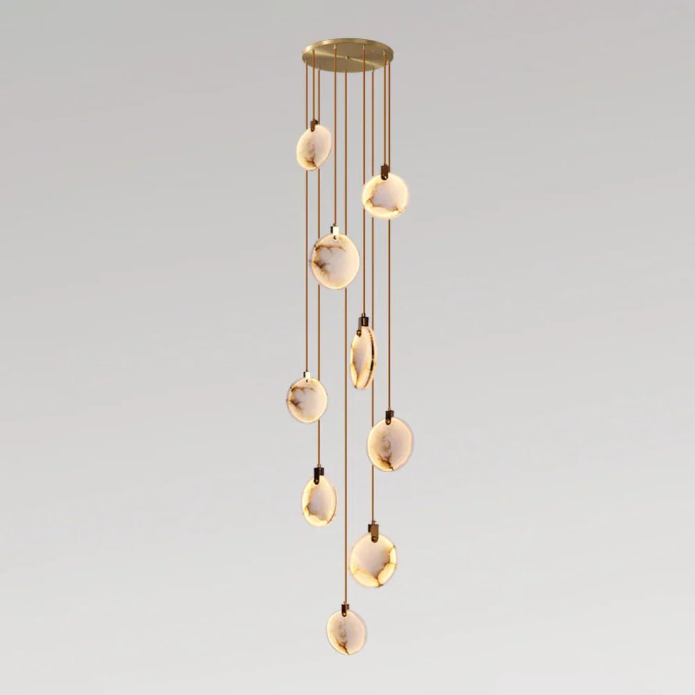 Moonshade Natural Marble Pendant Light with Adjustable Height