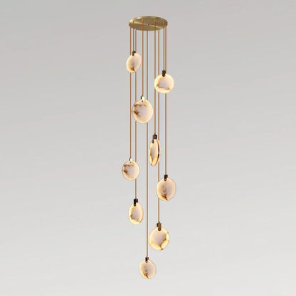 Moonshade Natural Marble Pendant Light with Adjustable Height