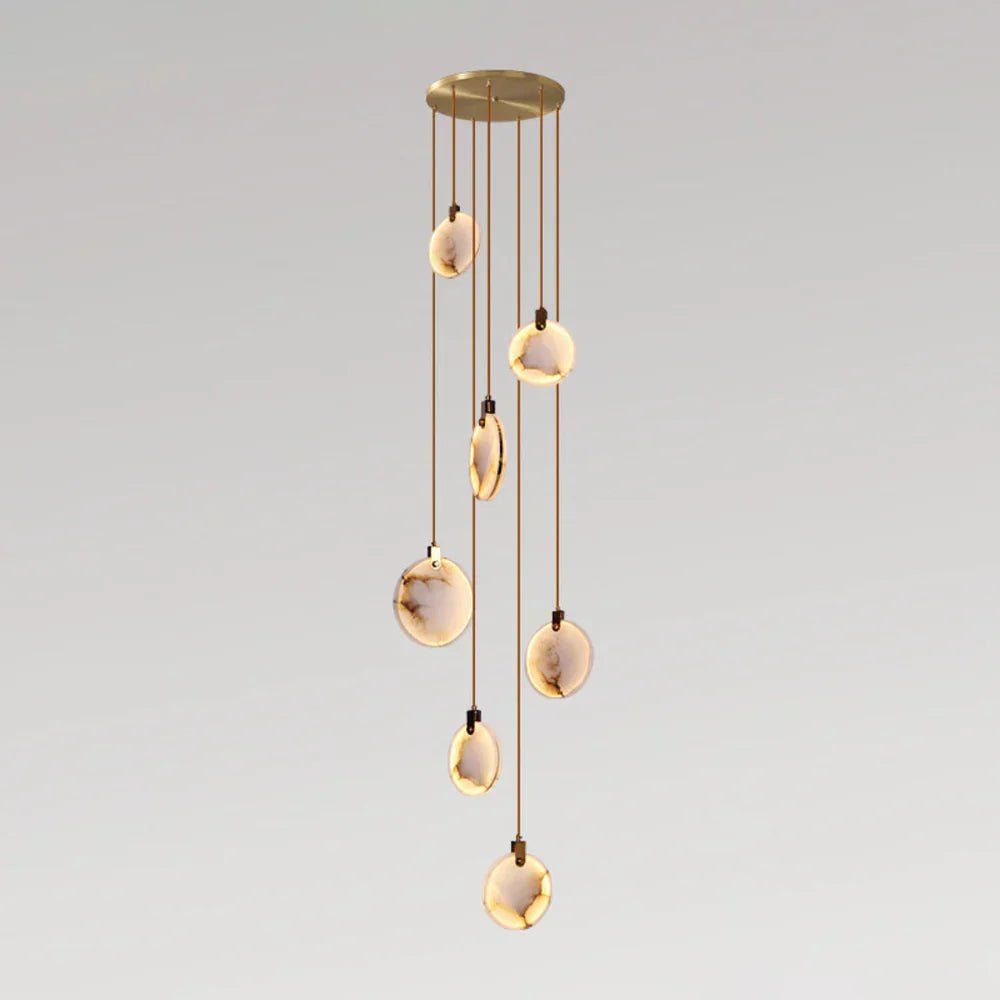 Moonshade Natural Marble Pendant Light with Adjustable Height