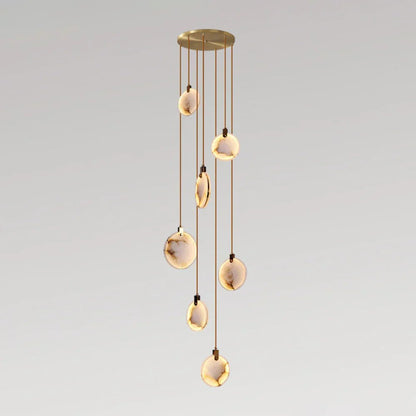 Moonshade Natural Marble Pendant Light with Adjustable Height