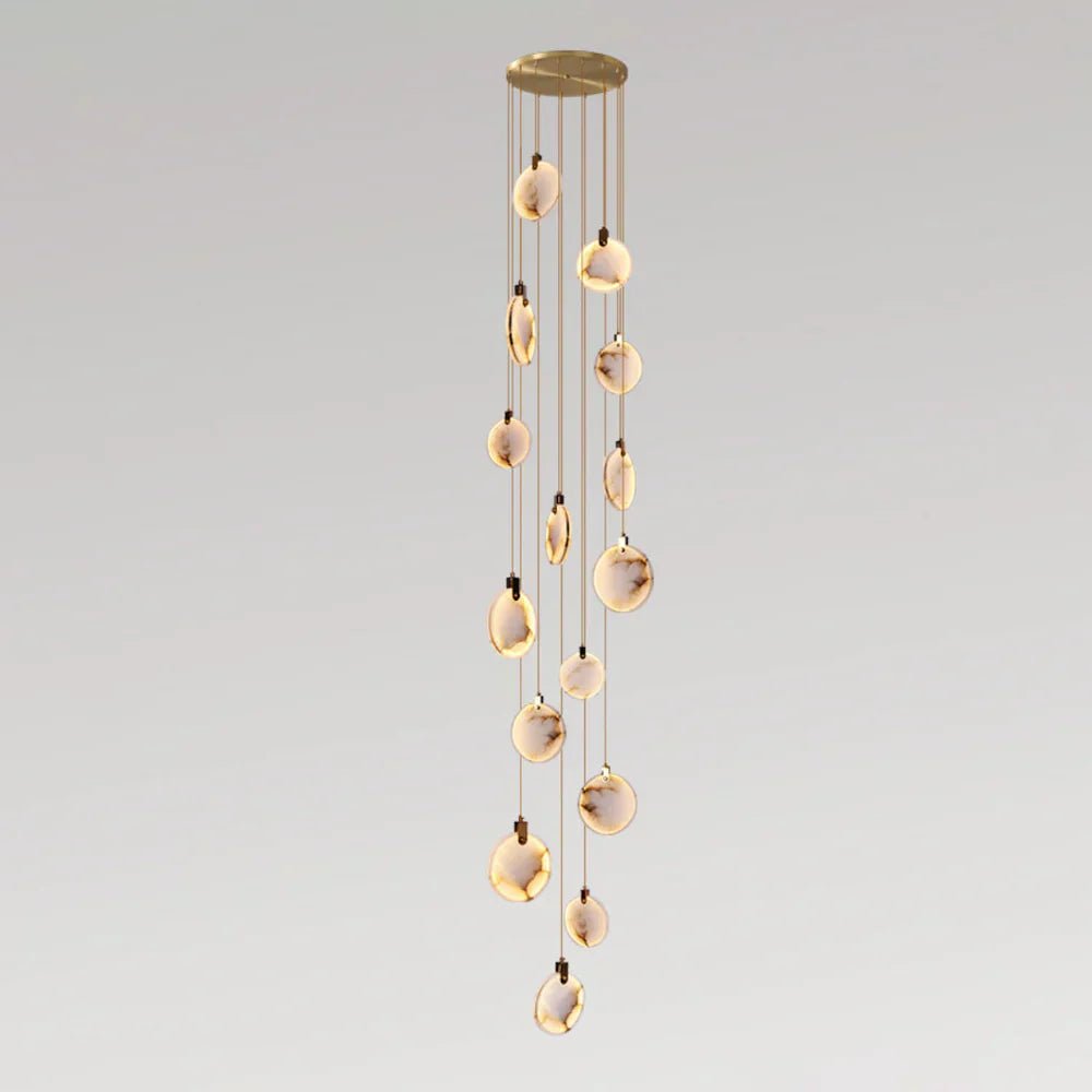 Moonshade Natural Marble Pendant Light with Adjustable Height