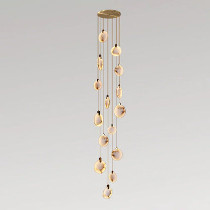 Moonshade Natural Marble Pendant Light with Adjustable Height
