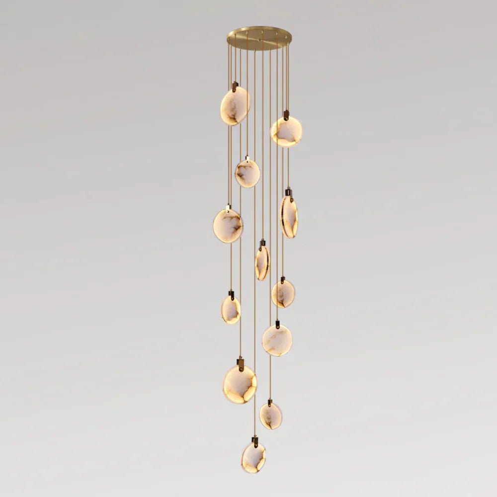 Moonshade Natural Marble Pendant Light with Adjustable Height
