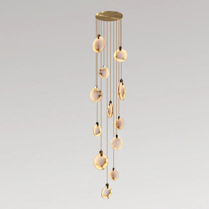 Moonshade Natural Marble Pendant Light with Adjustable Height