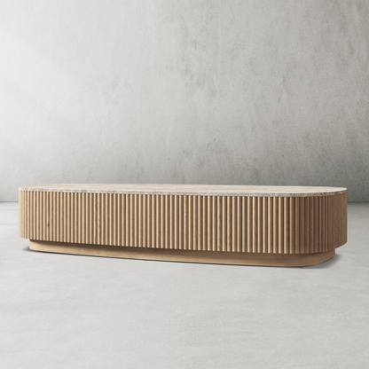 Mulholland Oak Wood & Stone Coffee Table