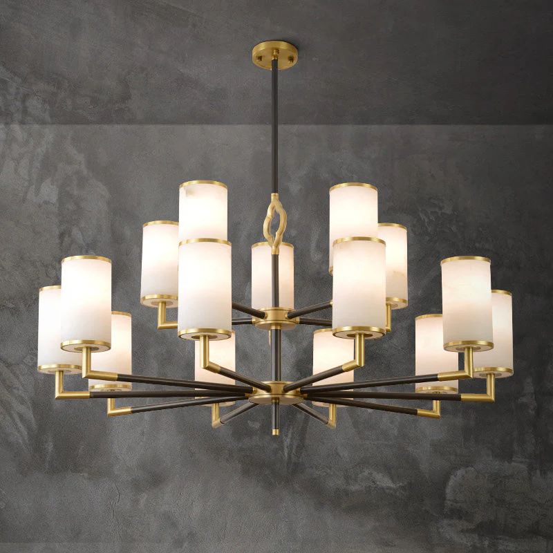 Multi-layer Branda Alabaster Round chandelier-Nobipets