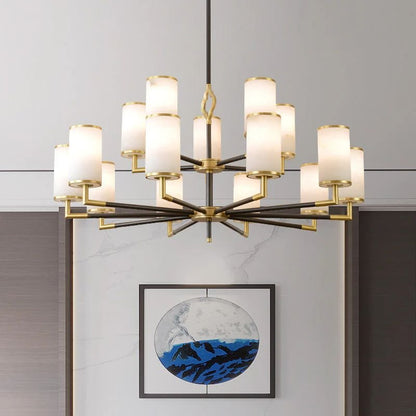 Multi-layer Branda Alabaster Round chandelier-Nobipets