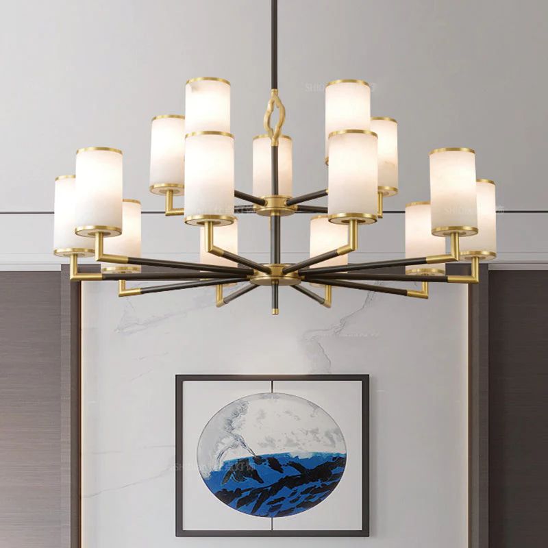 Multi-layer Branda Alabaster Round chandelier-Nobipets