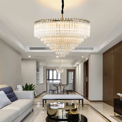 Multi-Tier Modern Light Luxury Crystal Rods Pendant Chandelier for Living Room/Bedroom/Foyer/Entrys-Nobipets