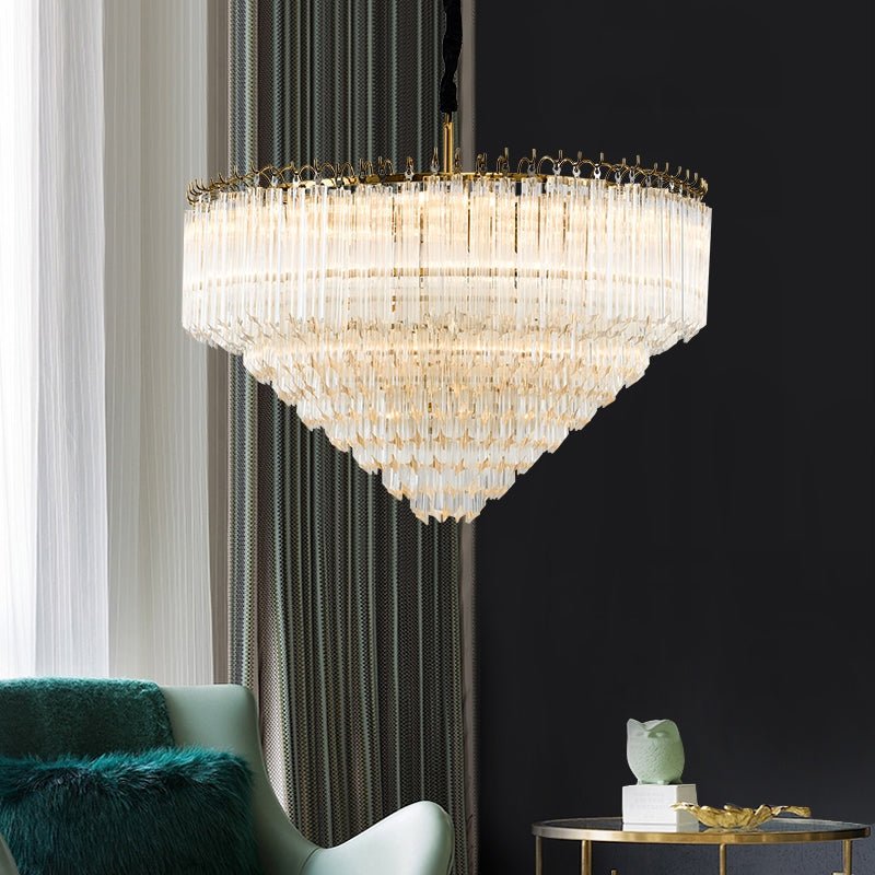 Multi-Tier Modern Light Luxury Crystal Rods Pendant Chandelier for Living Room/Bedroom/Foyer/Entrys-Nobipets