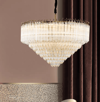 Multi-Tier Modern Light Luxury Crystal Rods Pendant Chandelier for Living Room/Bedroom/Foyer/Entrys-Nobipets