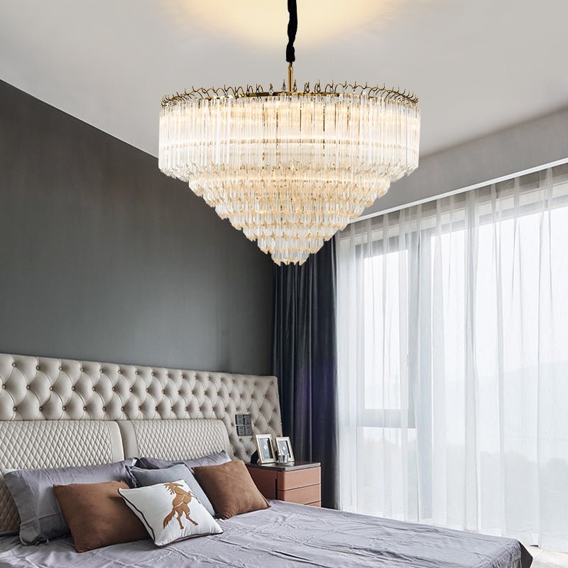 Multi-Tier Modern Light Luxury Crystal Rods Pendant Chandelier for Living Room/Bedroom/Foyer/Entrys-Nobipets