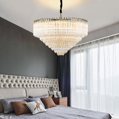 Multi-Tier Modern Light Luxury Crystal Rods Pendant Chandelier for Living Room/Bedroom/Foyer/Entrys-Nobipets