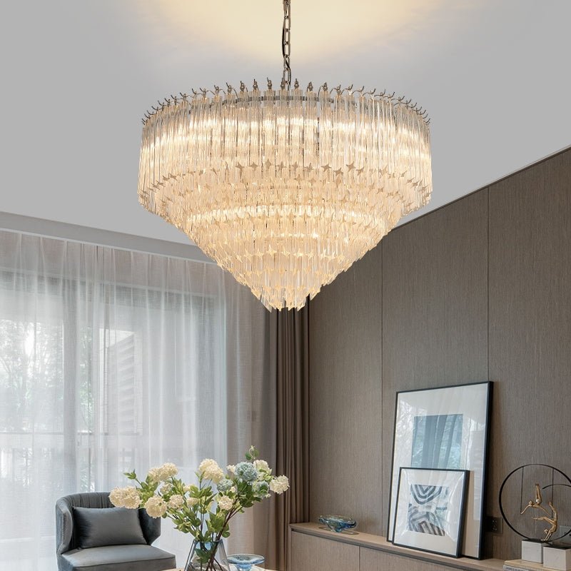 Multi-Tier Modern Light Luxury Crystal Rods Pendant Chandelier for Living Room/Bedroom/Foyer/Entrys-Nobipets