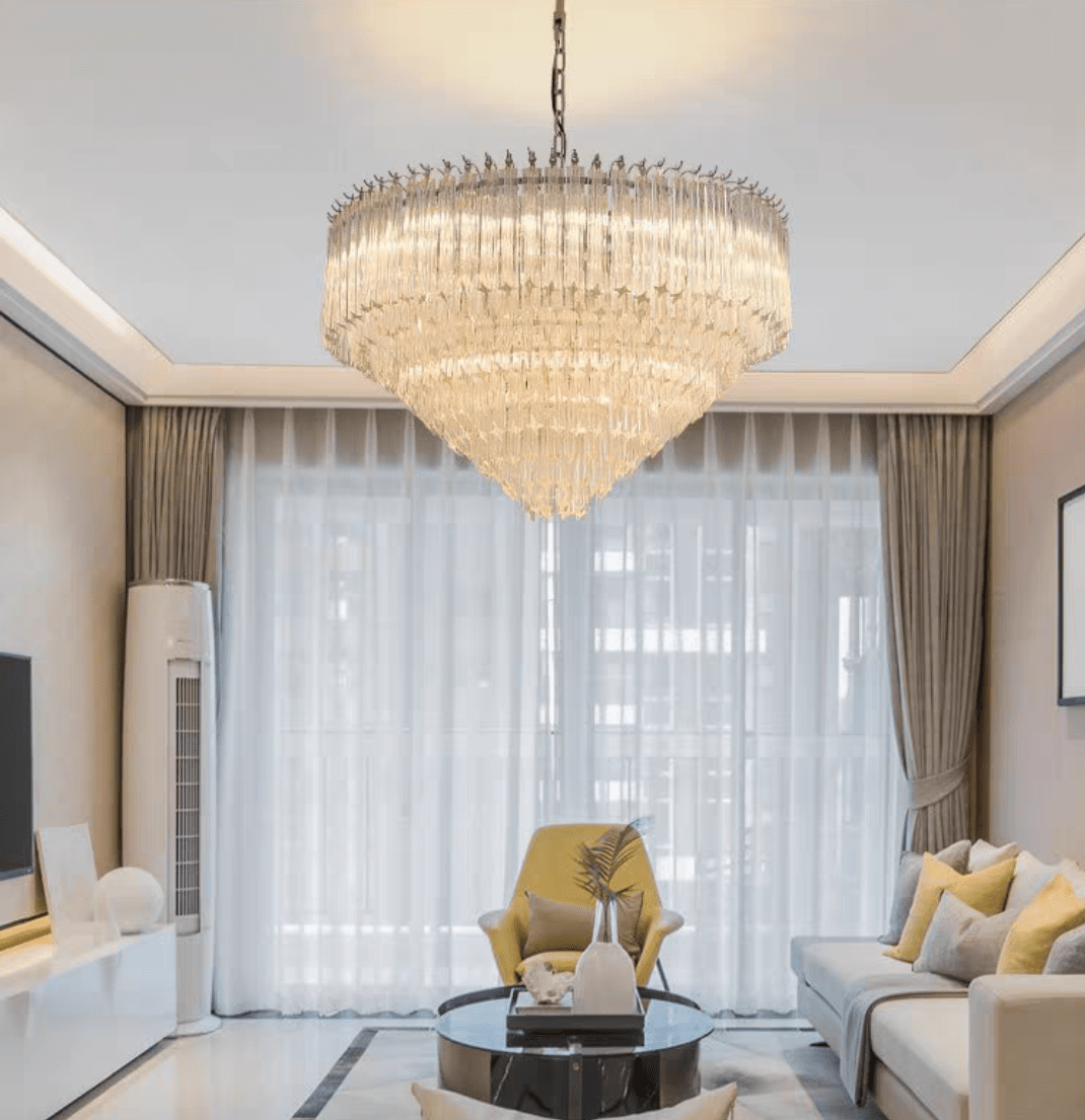 Multi-Tier Modern Light Luxury Crystal Rods Pendant Chandelier for Living Room/Bedroom/Foyer/Entrys-Nobipets