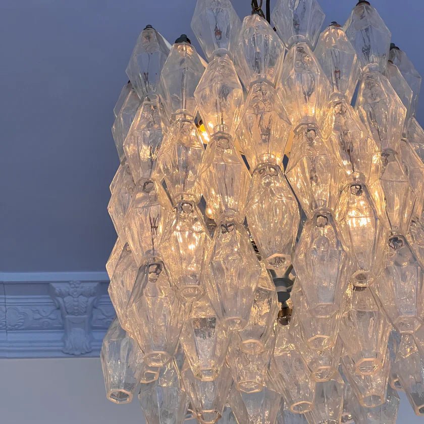 Murano Poliedri Clear Glass Chandelier-Nobipets