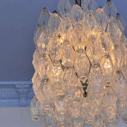 Murano Poliedri Clear Glass Chandelier-Nobipets