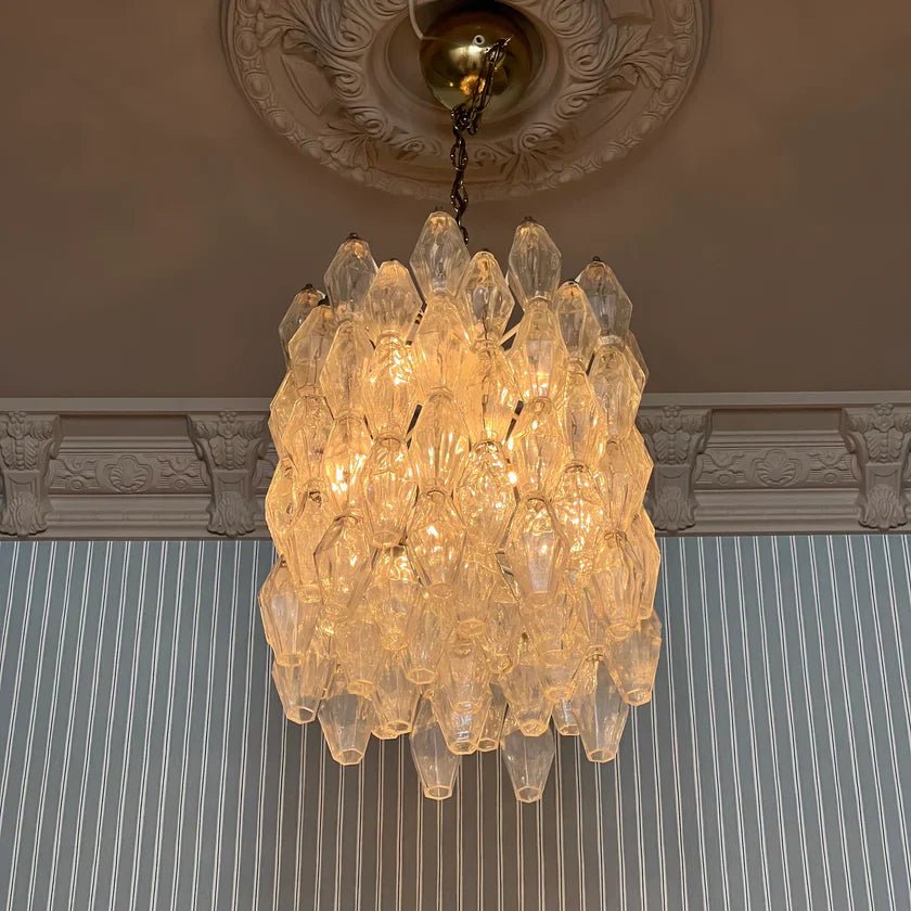 Murano Poliedri Clear Glass Chandelier-Nobipets