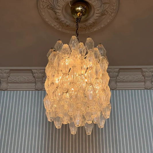 Murano Poliedri Clear Glass Chandelier-Nobipets