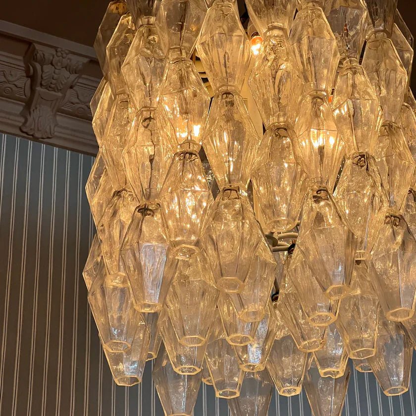 Murano Poliedri Clear Glass Chandelier-Nobipets