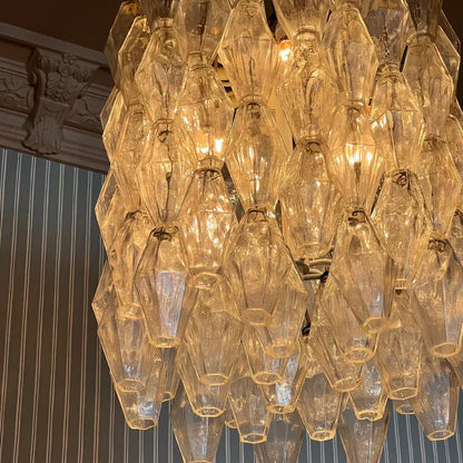 Murano Poliedri Clear Glass Chandelier-Nobipets