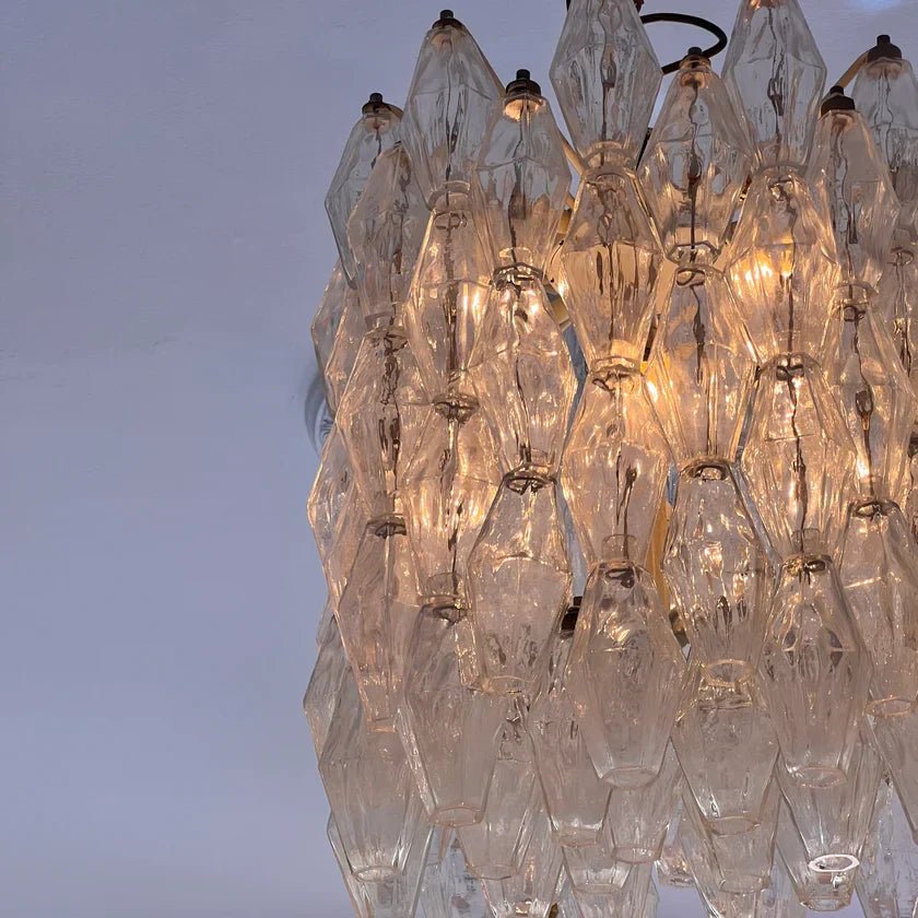 Murano Poliedri Clear Glass Chandelier-Nobipets