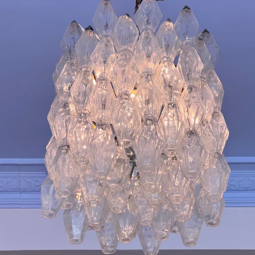 Murano Poliedri Clear Glass Chandelier-Nobipets